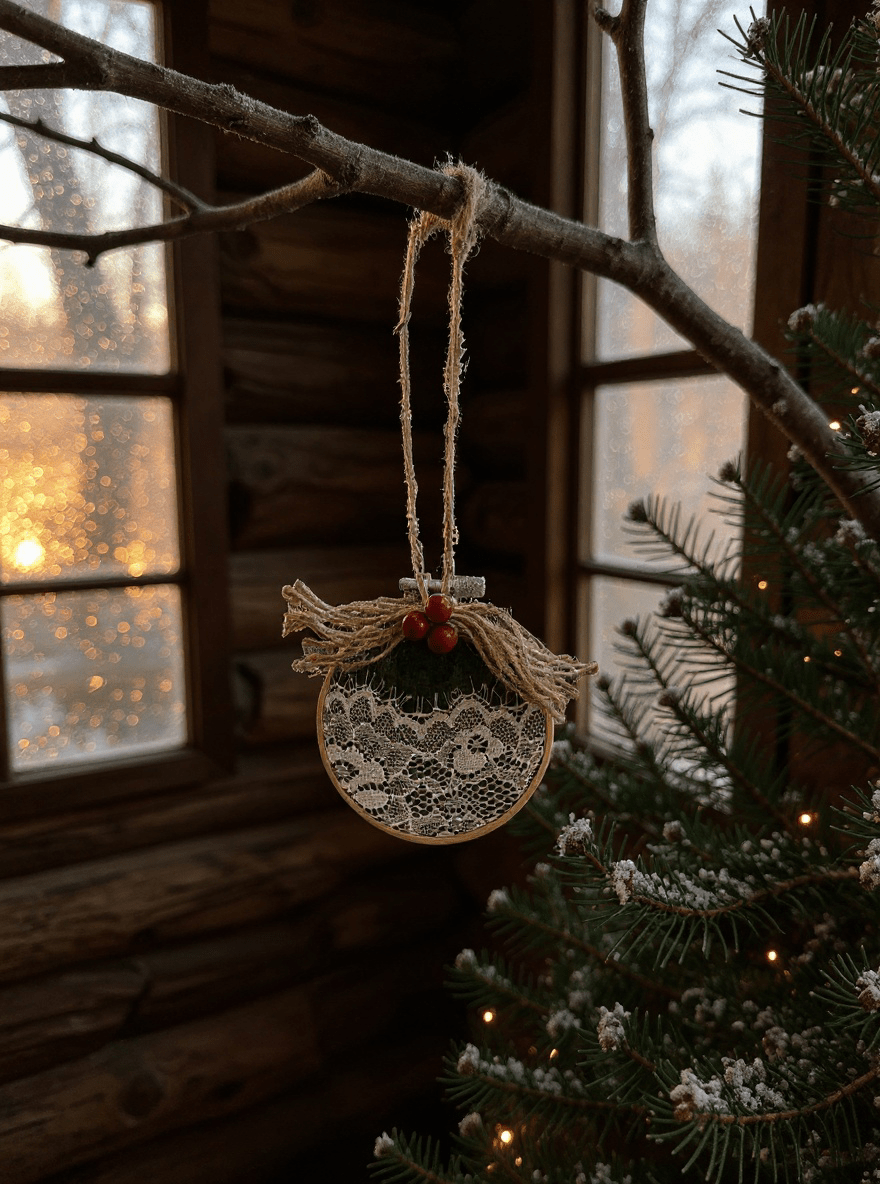 Green and White Lace Ornaments - Fox Haven Gifts